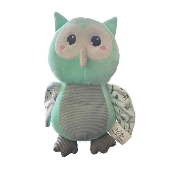 Millie & Ben Mint Green Soft Owl Plush Stuffed Animal Toy 10” - Picture 1 of 11